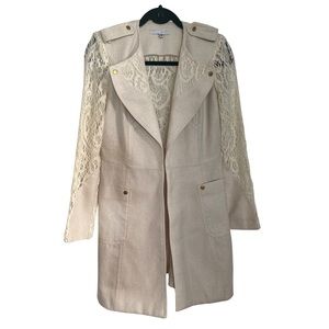Extenzo Paris Structured Cream Lace Blazer